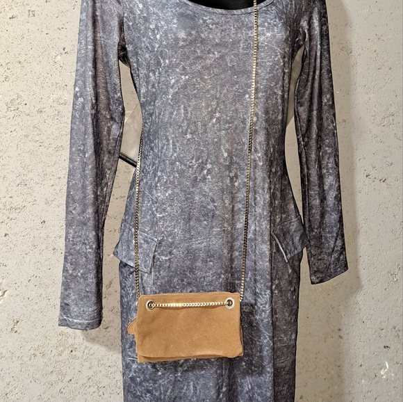 #029 Free People  Elegant Tan Chain-Strap Clutch/Crossbody Women's Bag - Picture 15 of 16